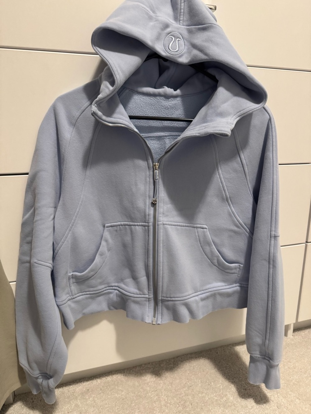 lululemon athletica Light Blue Cropped Zip Hoodie